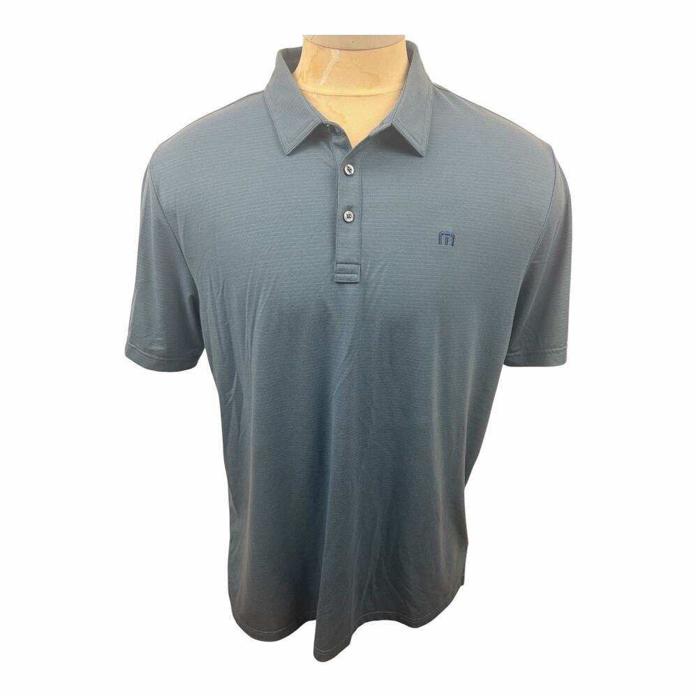 Travis Mathew The Heater Polo Shirt Mens XXL Blue Golf Performance Stretch